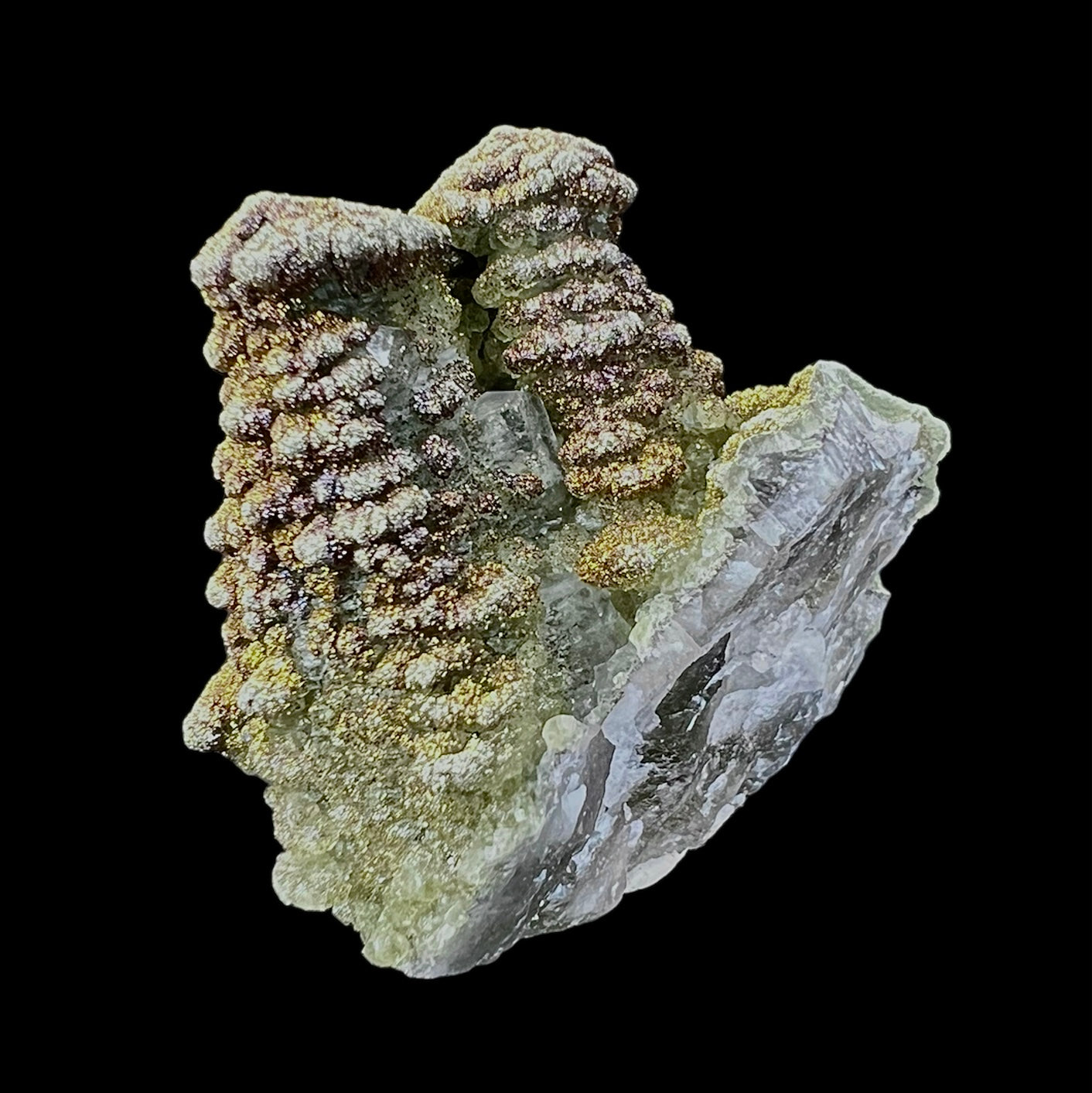 Pagoda Calcite w/ Rainbow Pyrite