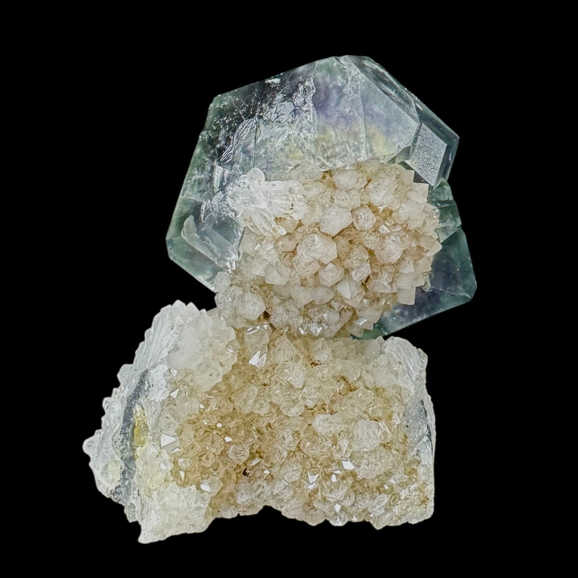 Fluorite Green on Quartz
